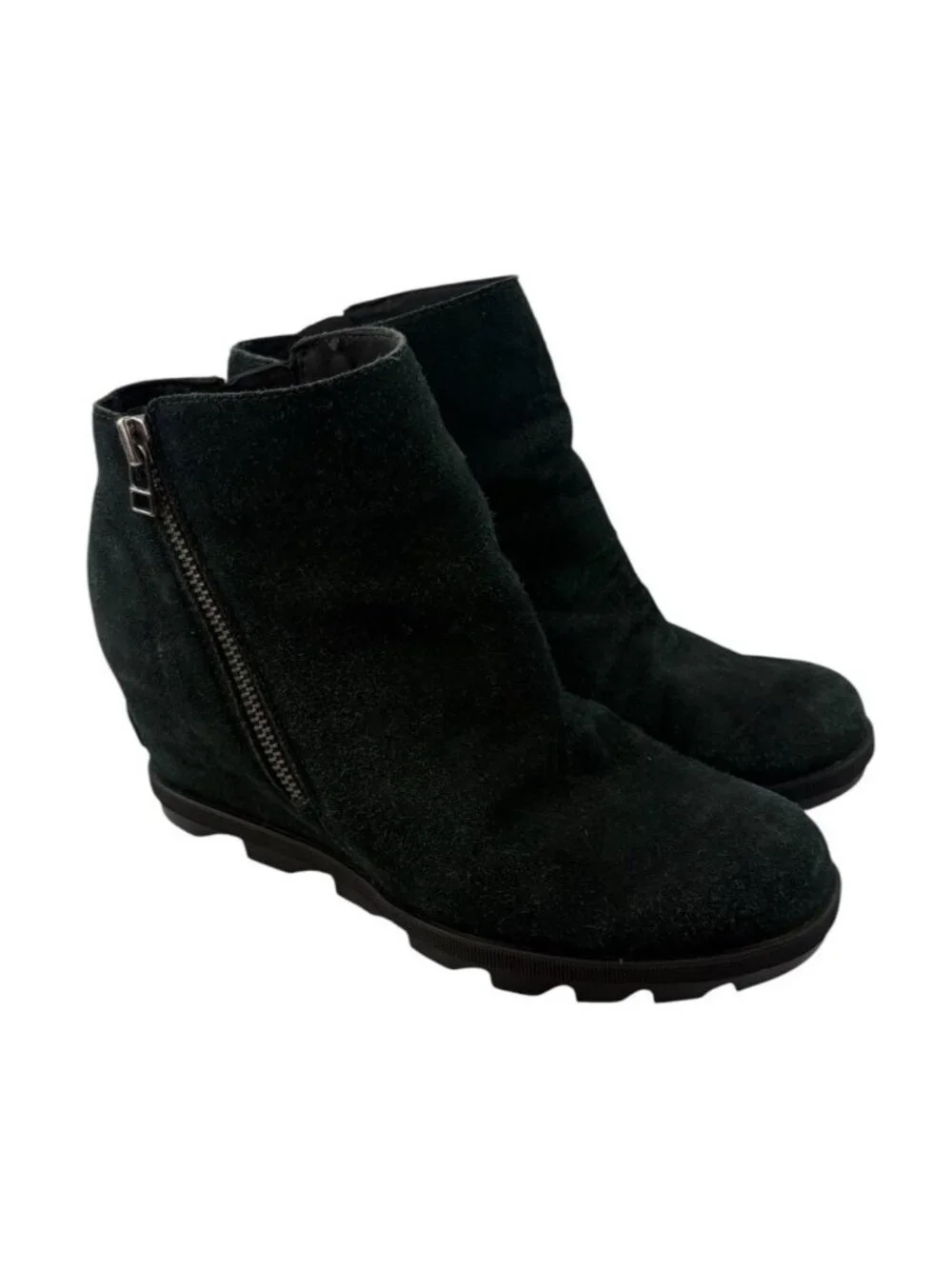 Sorel Joan of Arctic Wedge II Chelsea Boots Women’s Size 9.5 Black Suede Leather